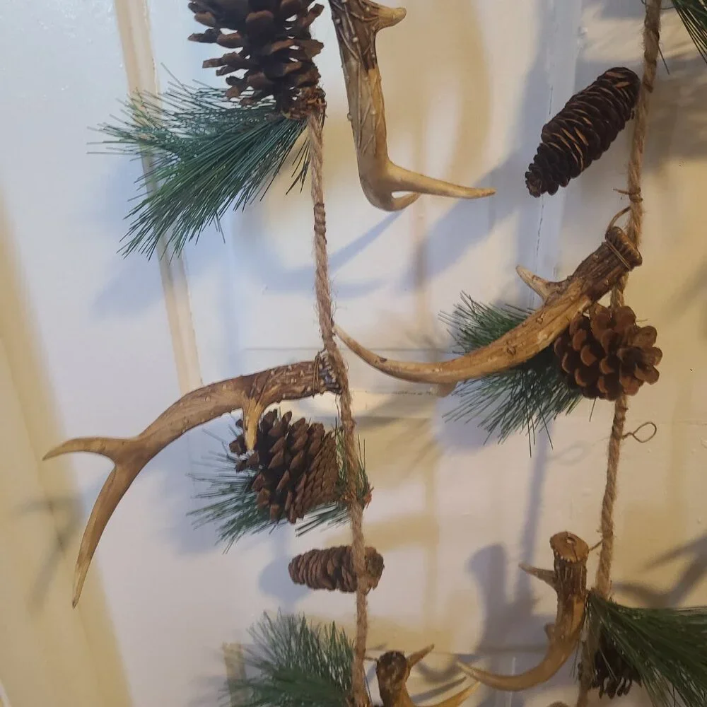 Deer Antler Pine Comb Tree Garland 3 PCS Artificial Pine 75